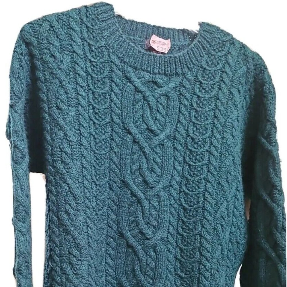 The Limited Vtg Classic Fisherman Crew 100% Wool Hand Knit Cable-knit Medium